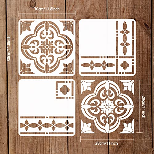 FINGERINSPIRE Santa Ana Stencil 30x30cm, Reusable Border & Corners Stencils Mandala Concrete Stencils for Patio Wall & Floor - Image 2