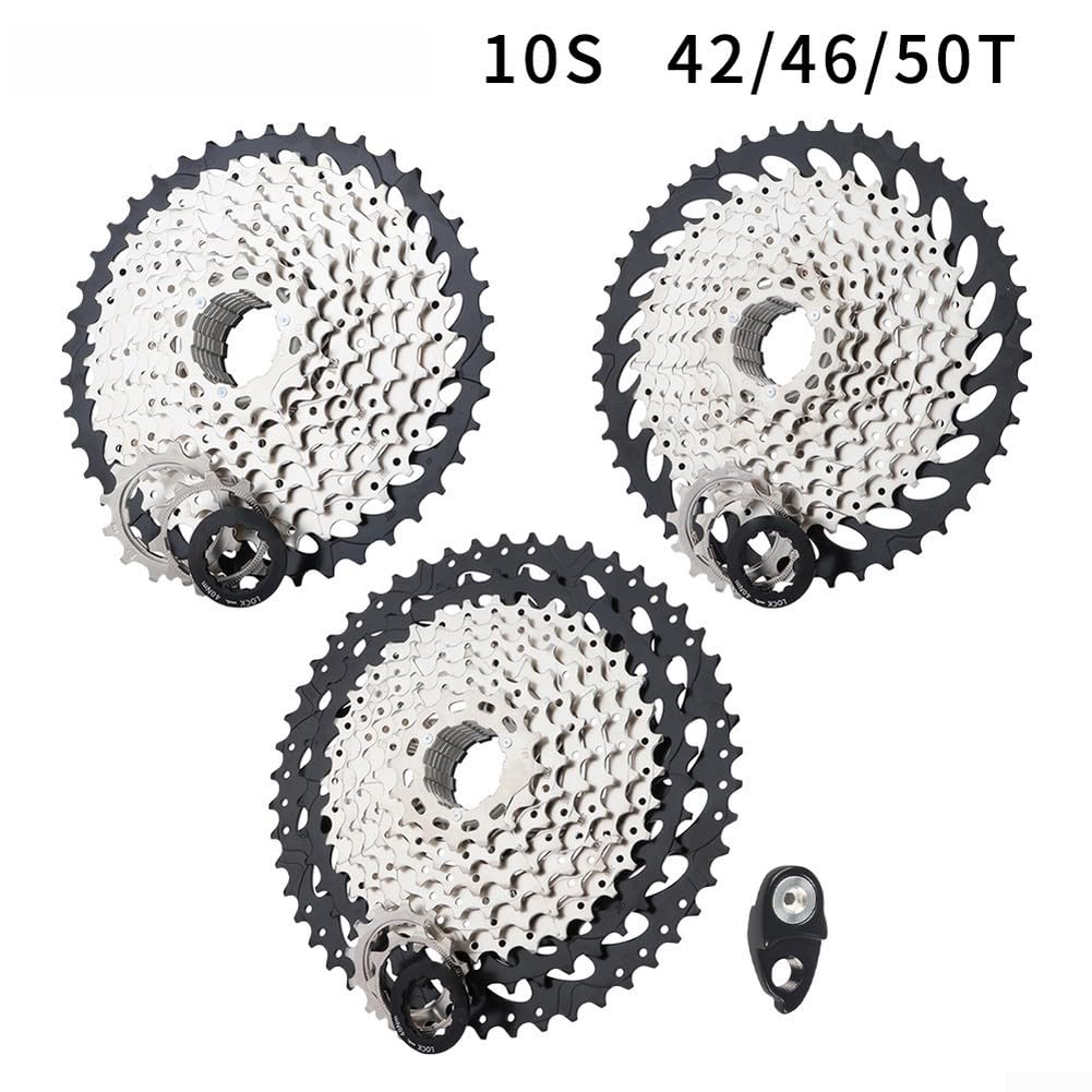 Honseadek Grupo de bicicleta de montaña de 10 velocidades con bielas huecas 32T/34T/36T y 50T Cassette Kit de transmisión de aleación de aluminio, para actualización de ciclismo MTB
