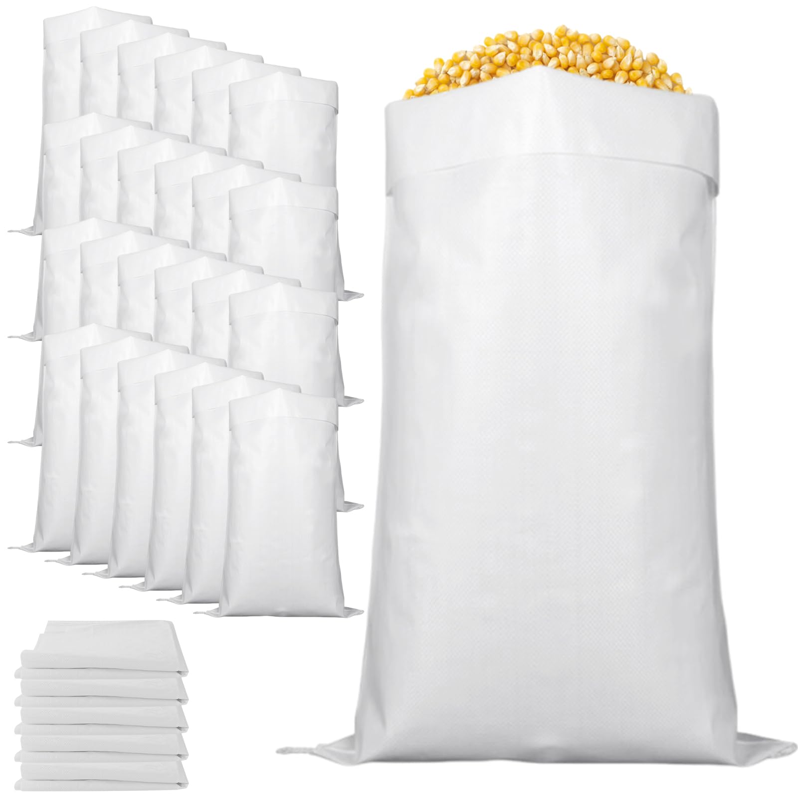 30 bolsas de tela de plástico, 50 kg, 65 x 110 cm, bolsas de arena para rellenar, bolsas de escombros de construcción, bolsas de patatas estables ideales para piensos, cereales, carbón,