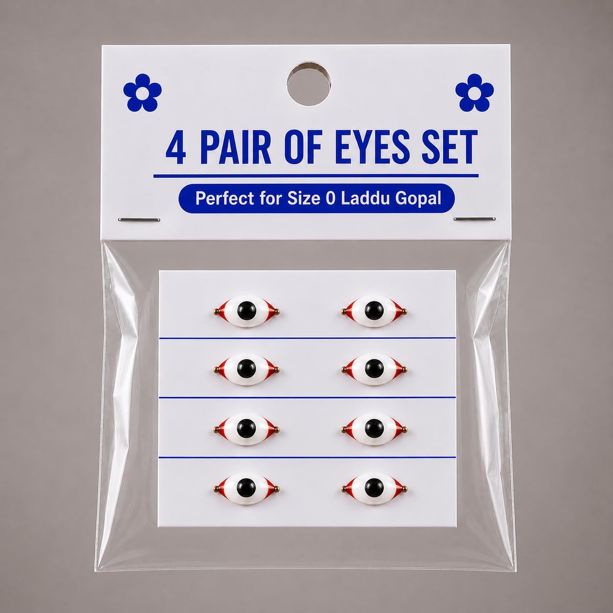Laddu Gopal Ki Aankhen Size 0-3 | Bal Gopal Netra Set | Krishna Ji Murti Eyes | Thakur Ji Shringar Item | Decorative Stone Eyes for Idol Repair | 4 Pair (4, Oval) Free Glue | NATURAL LOOK-image-3