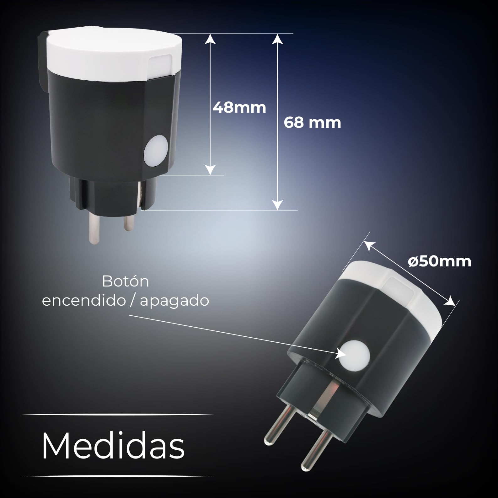 LED ATOMANT 4x WLAN Steckdose Außen Rund Schwarz 16A IP44 Smart Life App | Kompatibel mit Alexa und Google Assistant, Smart Life- und Tuya-App