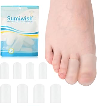 Sumiwish Silicone Toe Protectors - 8 Pack Toe Caps for Big Toe, Toe Covers for Women & Men, Toe Cushions for Pain Relief, Missing or Ingrown Toenails, Corns, Calluses, Blisters, Hammer Toes