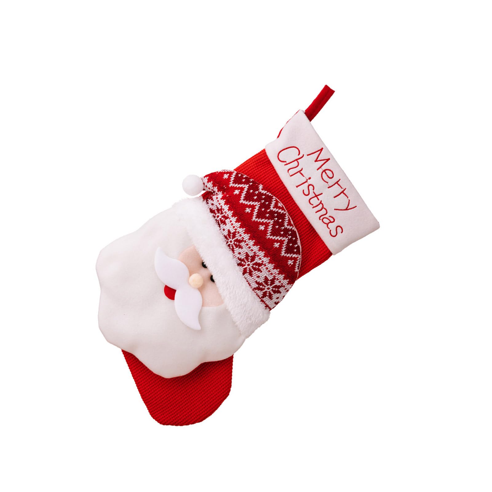 Buxuaaaa Elder Christmas Stocking Soft Fabric Tree Adornment Knitted Kids Present Bag Santa/Snowman/Deer Christmas Socks Decoration Polyester Stocking
