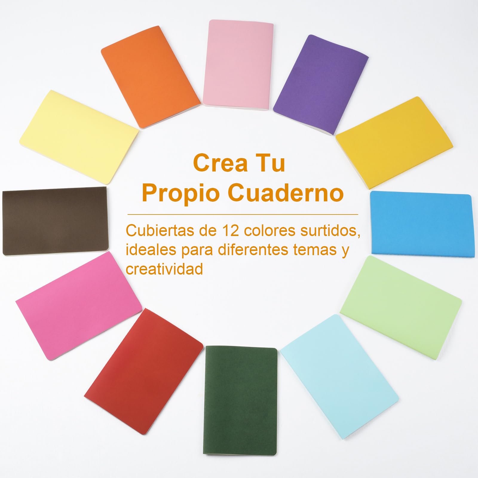 ZCZN Cuaderno A5 Paquete de 12, Libretas en Blanco de 30 Hojas/ 60 Páginas para Dibujo Diario Notas Estudio Agenda - 12 Colores Mixtos