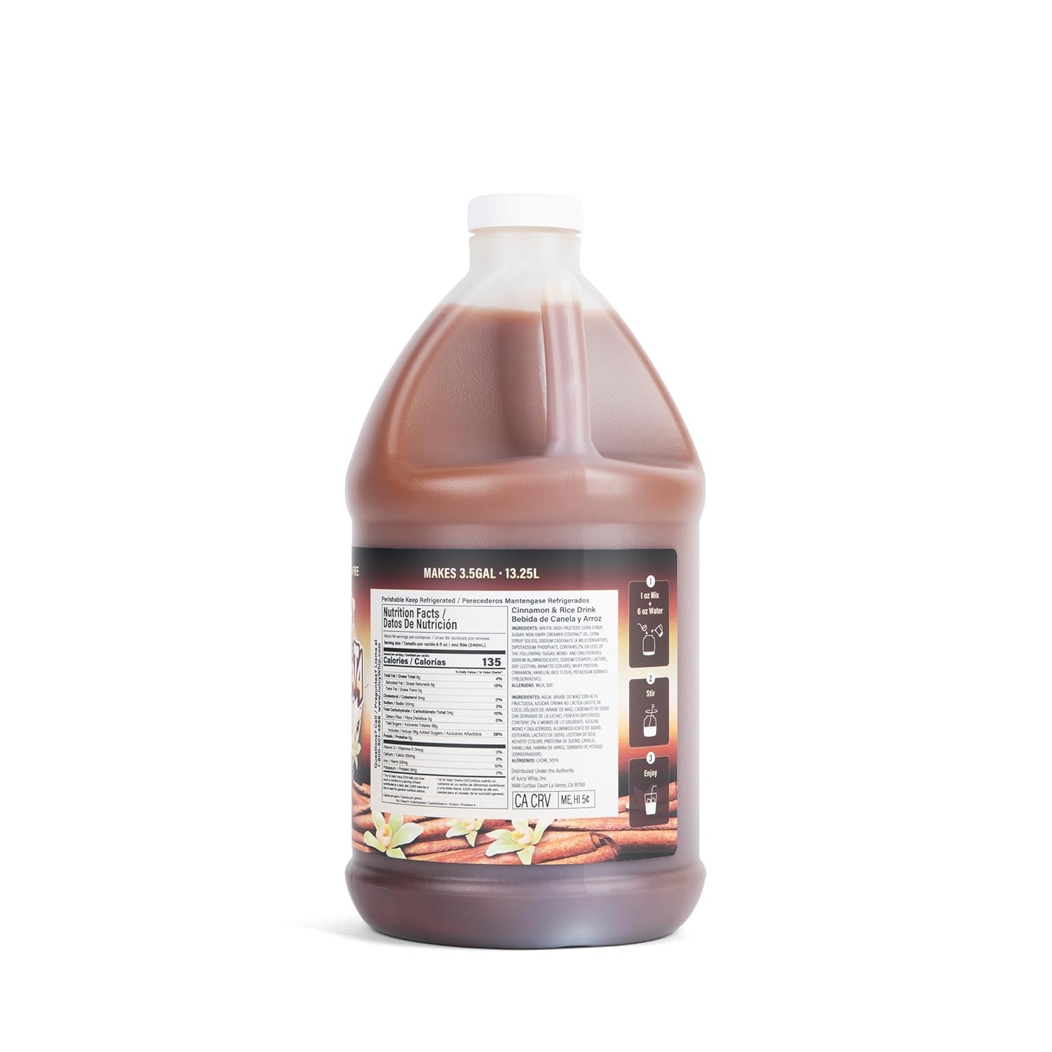 Rica Horchata Drink Mix - 64 Fluid Ounce Concentrate - Makes 3.5 Gallons - Aguas Frescas