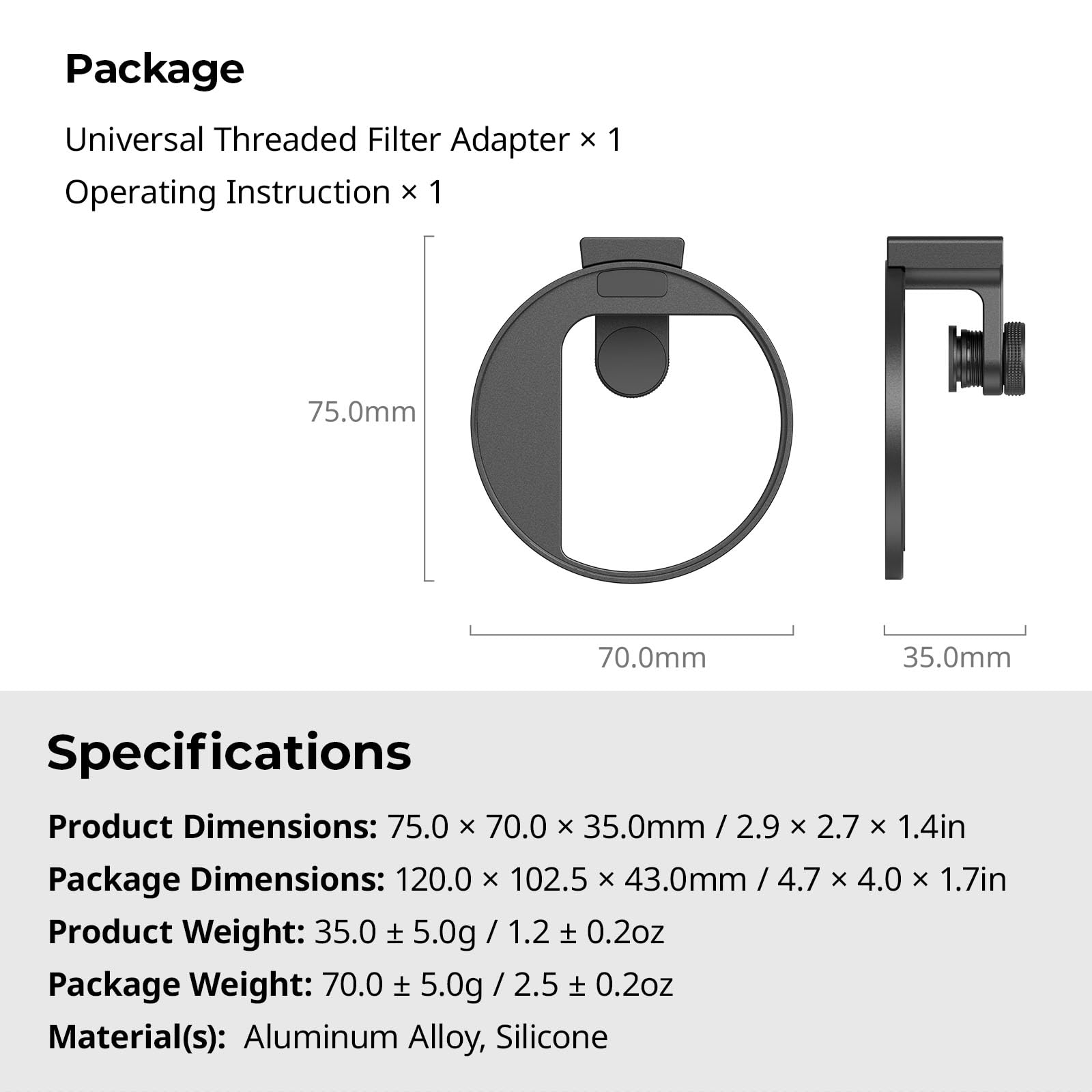 SmallRig Adattatore universale per filtro filettato da 67 mm