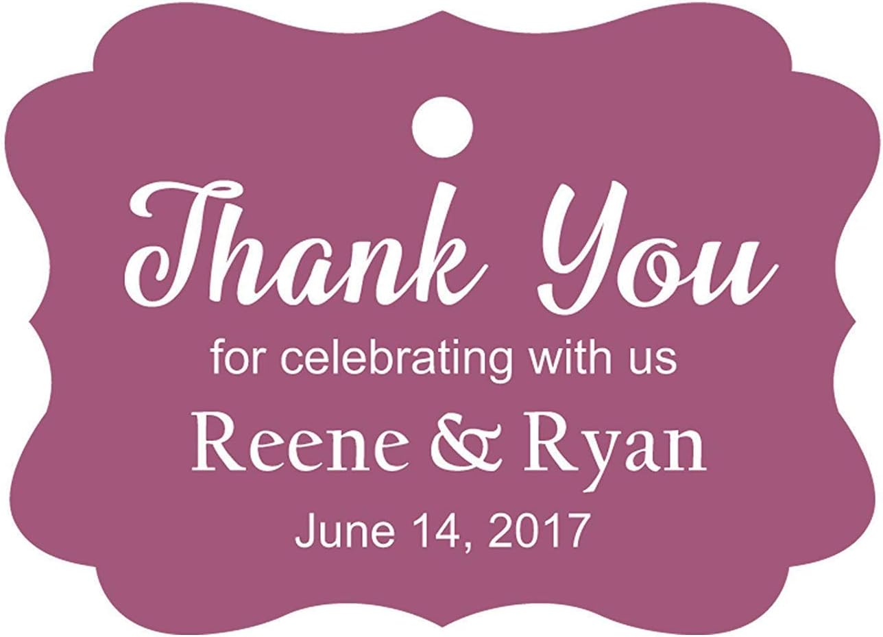 100 PCS Custom Wedding Favor Hang Tags Thank You for Celebrating Personalized Paper Tags : Office Products