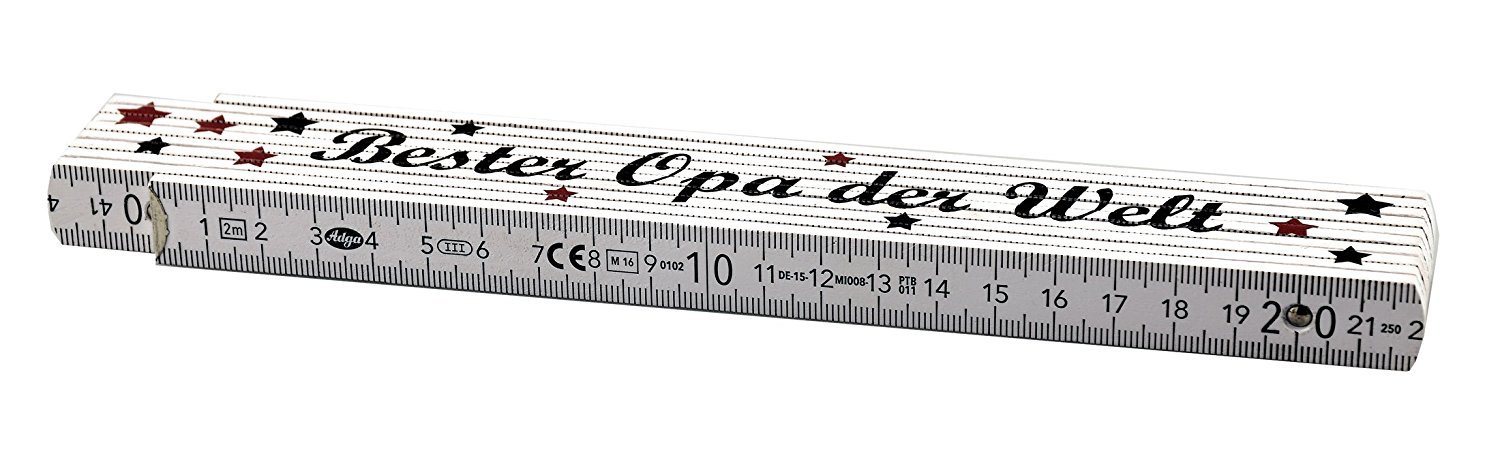 Metro Pieghevole Legno Con Scritta 'Bester Opa Der Welt' - Regalo Perfetto Per Nonni