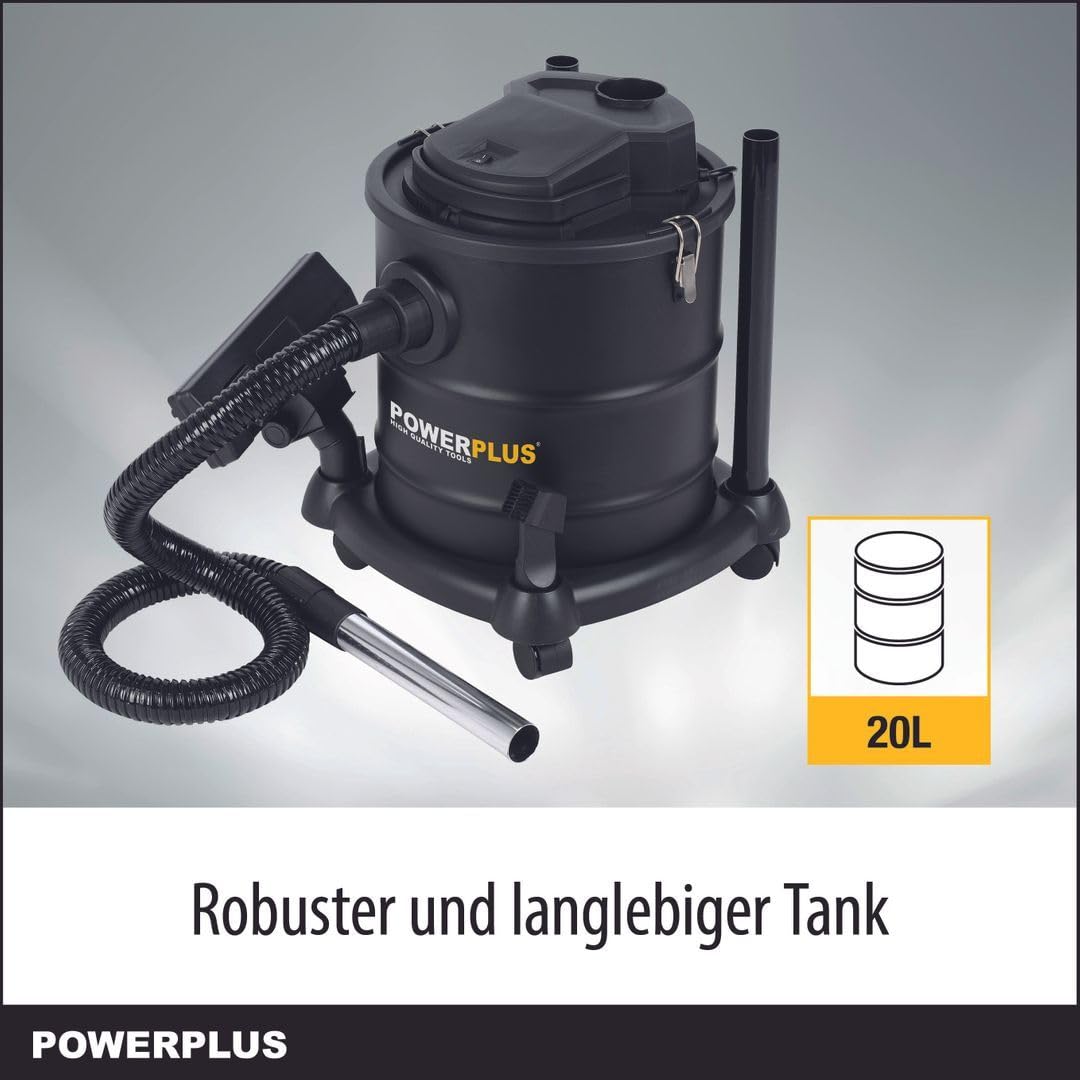 POWERPLUS POWX308 - Aspirador cenizas 20l- 1200w con ruedas y accesorios