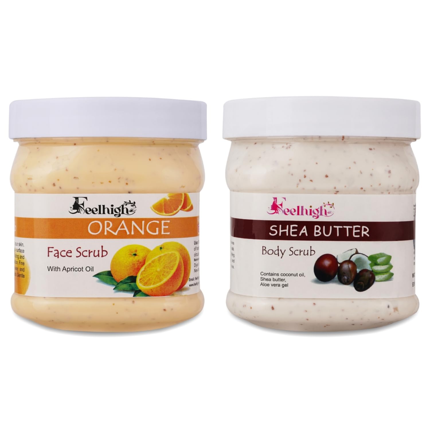 Face and Body Orange Scrub Enriched with Apricot oil extract 500gm and Shea Butter Scrub Enriched with Shae butter, aloevera & Coconut Extract 500gm For Man and Woman -Pack 2-image-3