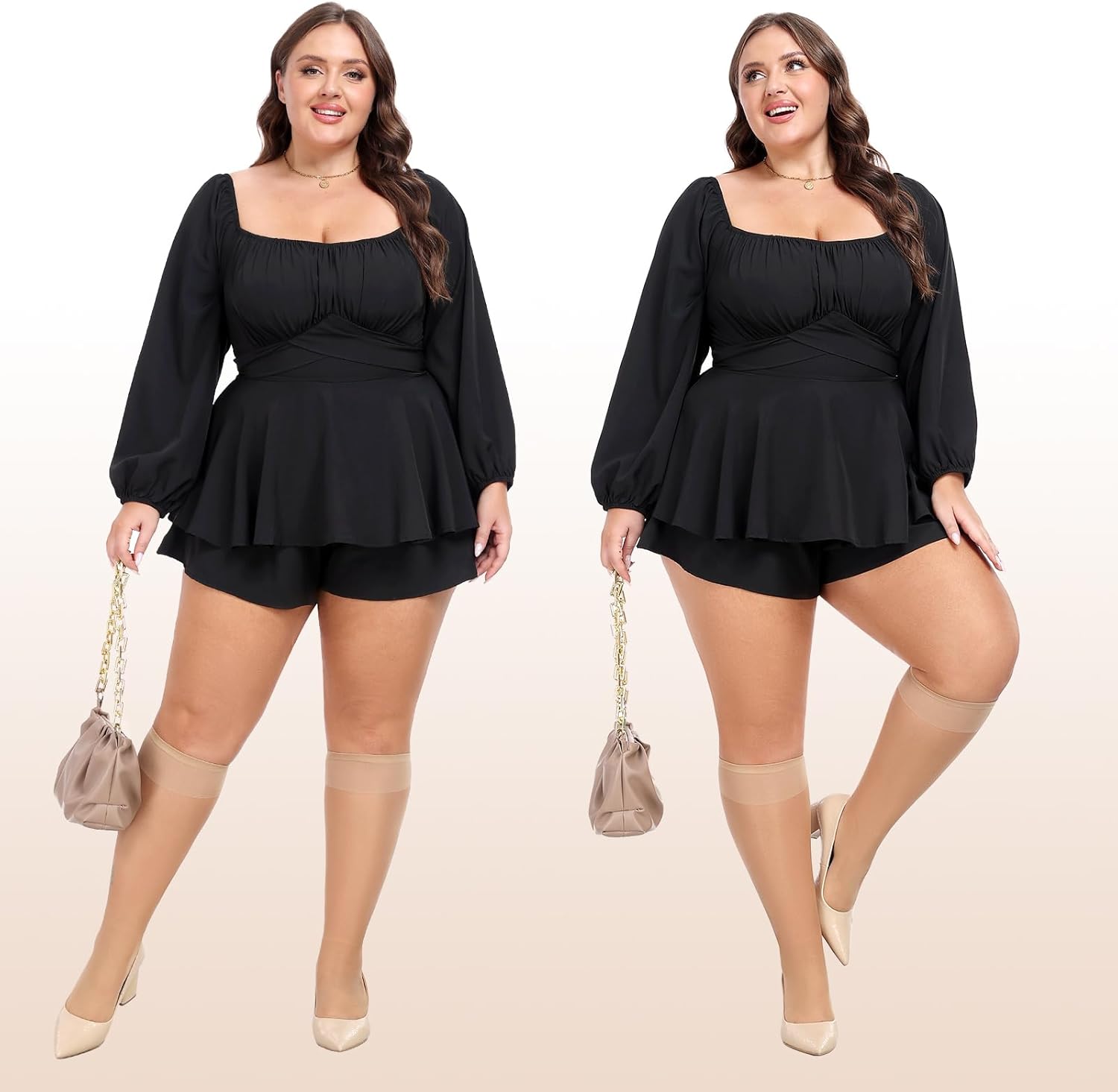 MANZI 10 Pairs Plus Size Knee High Stockings for Women 15D Sheer Nylons Socks with Wide Calf - Image 2