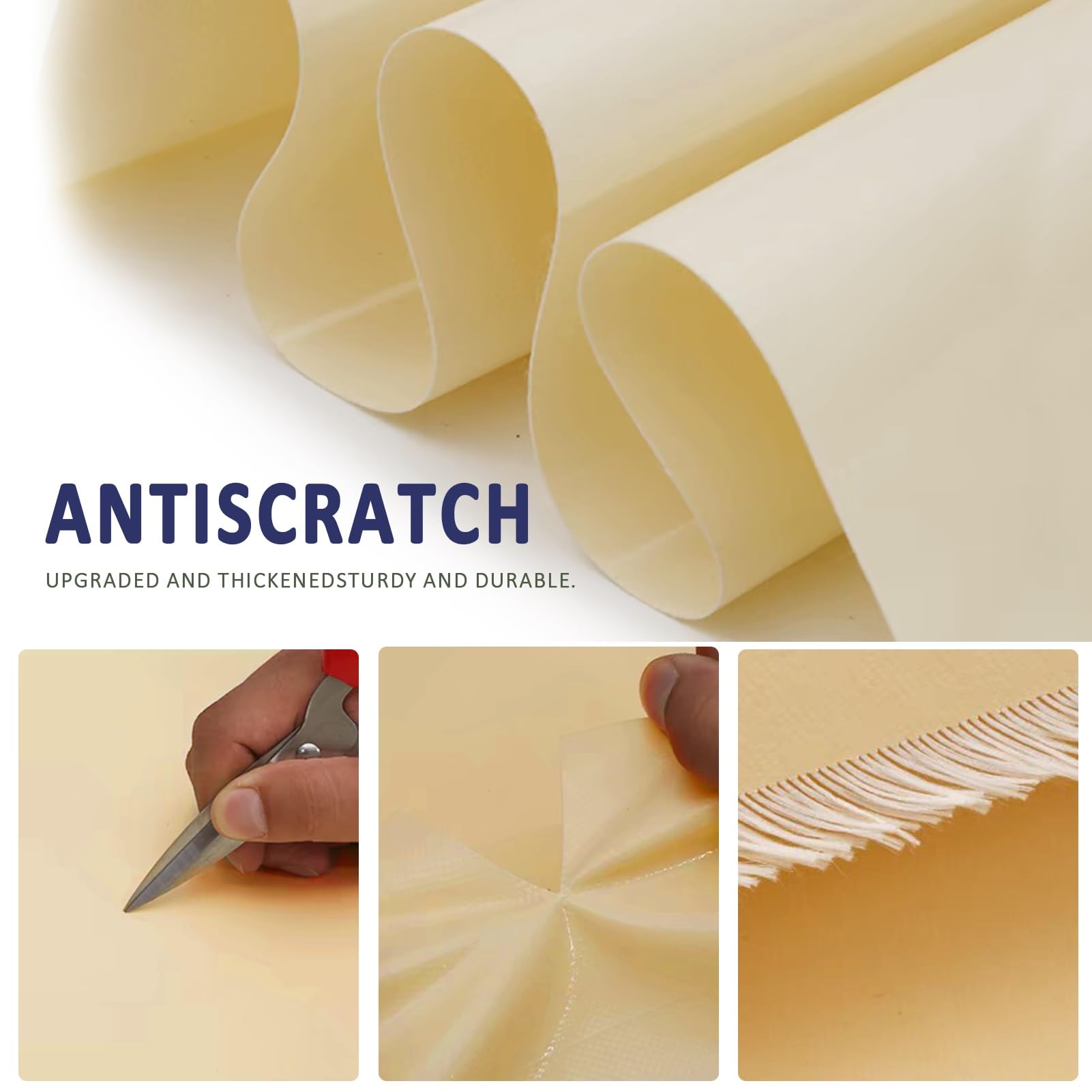Telo cerato beige, resistente, 500 g/m², telone impermeabile, 2 x 2 m, 3 x 4 m, 4 x 6 m, 5 x 5 m, teli di fondo, tenda Yopappol, antipioggia, con occhielli.(5x5m)