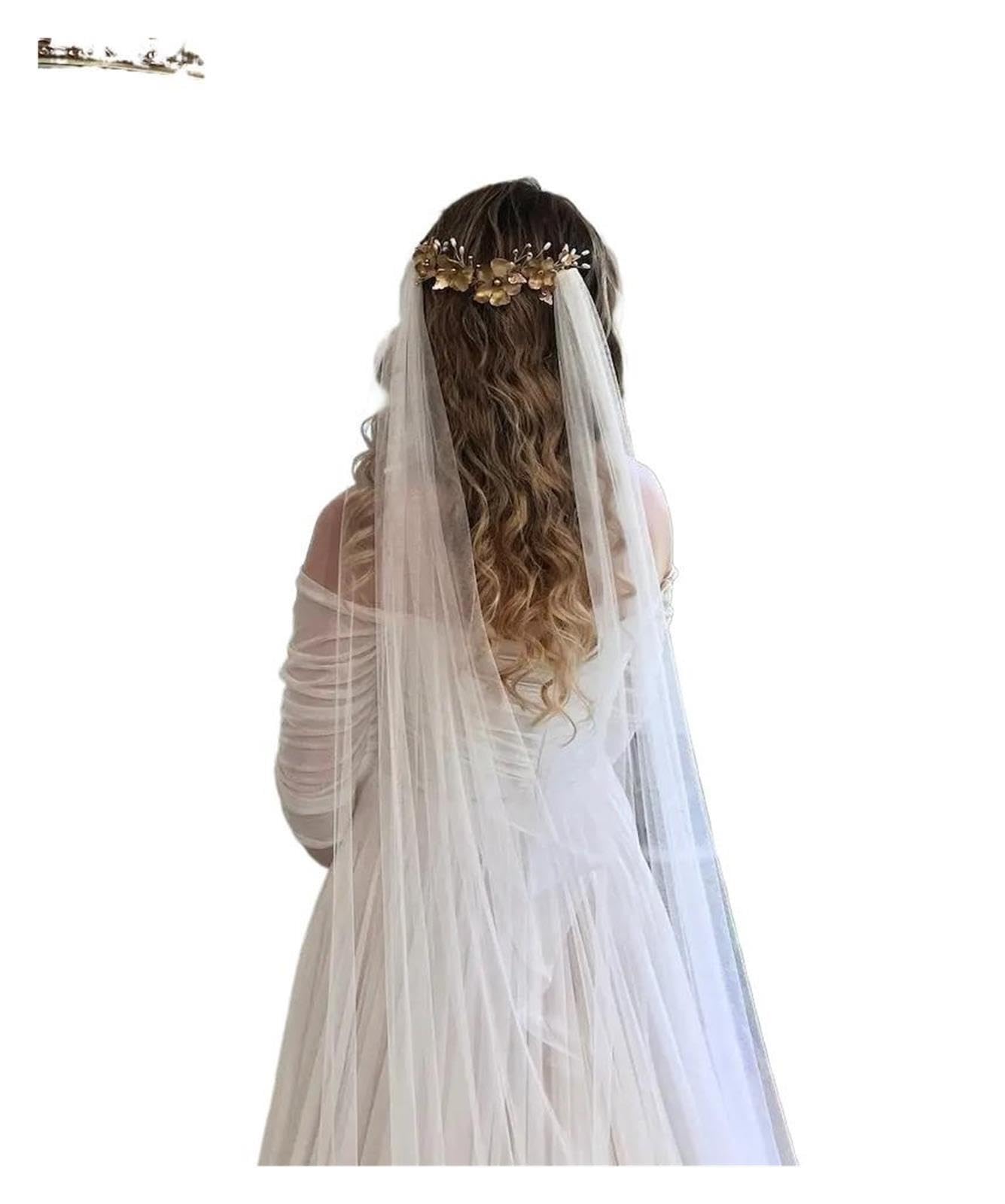 Velo sposa morbido drappeggiato, rete , cattedrale sulla punta delle dita