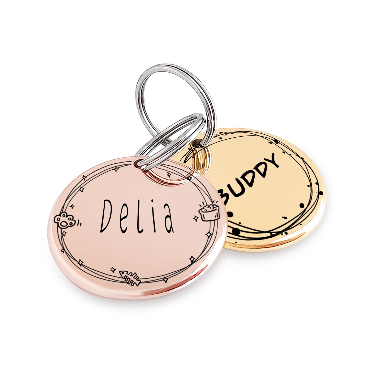 Medaglietta Per Collare Cane E Gatto - Acciaio Inox Personalizzabile Con Design Margherita - Foto 2