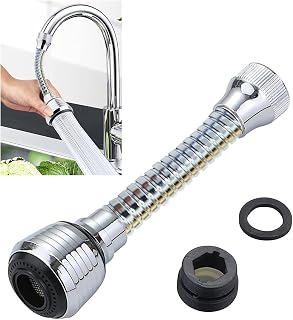 Accesorio aireador de grifo de fregadero, cabezal de grifo de cocina giratorio de 360° de acero inoxidable con manguera, ahorro de agua, cabezal de boquilla de grifo aireador antisalpicaduras,