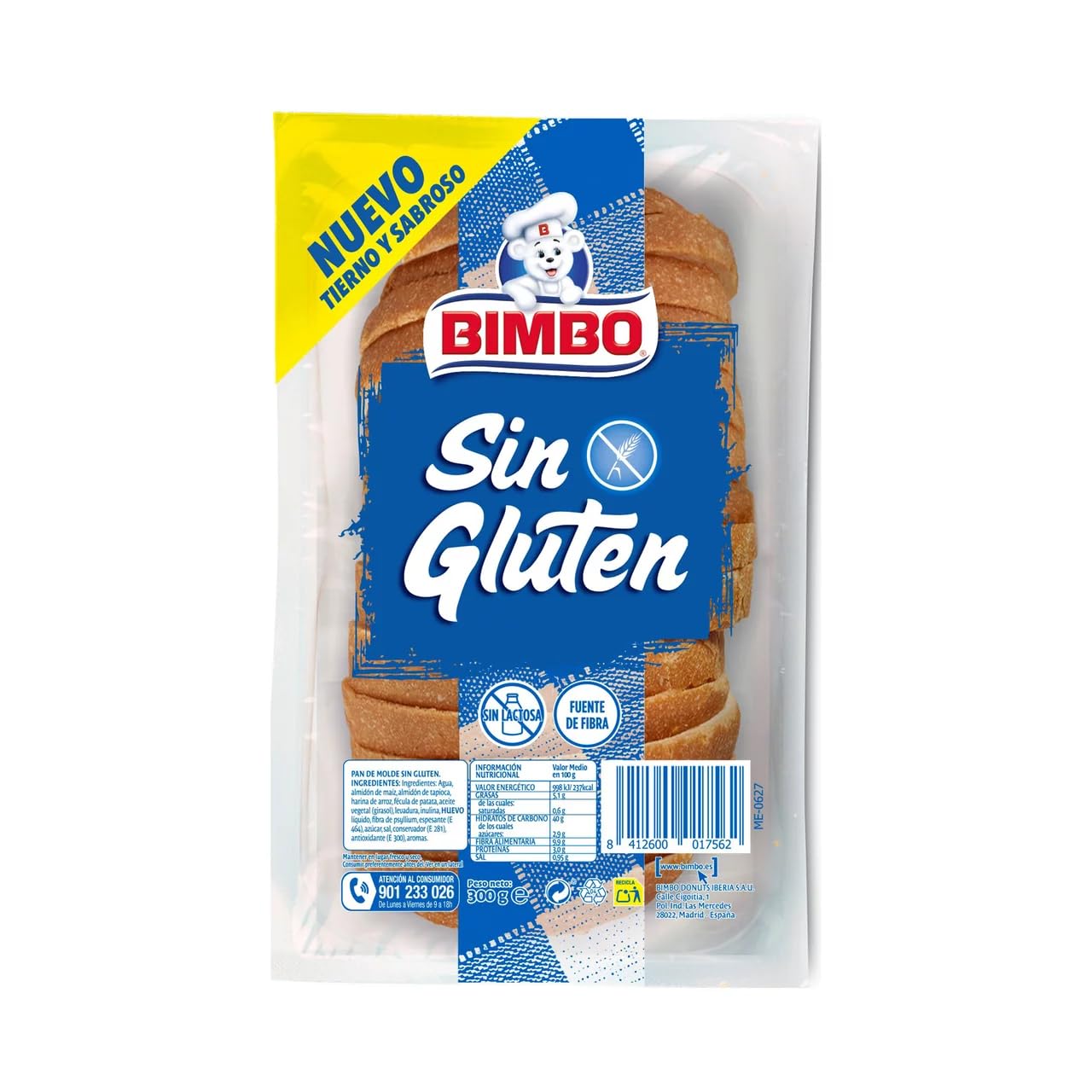 BIMBO Glutenfreies Weißbrot, BIMBO 300 g, 3er-Pack