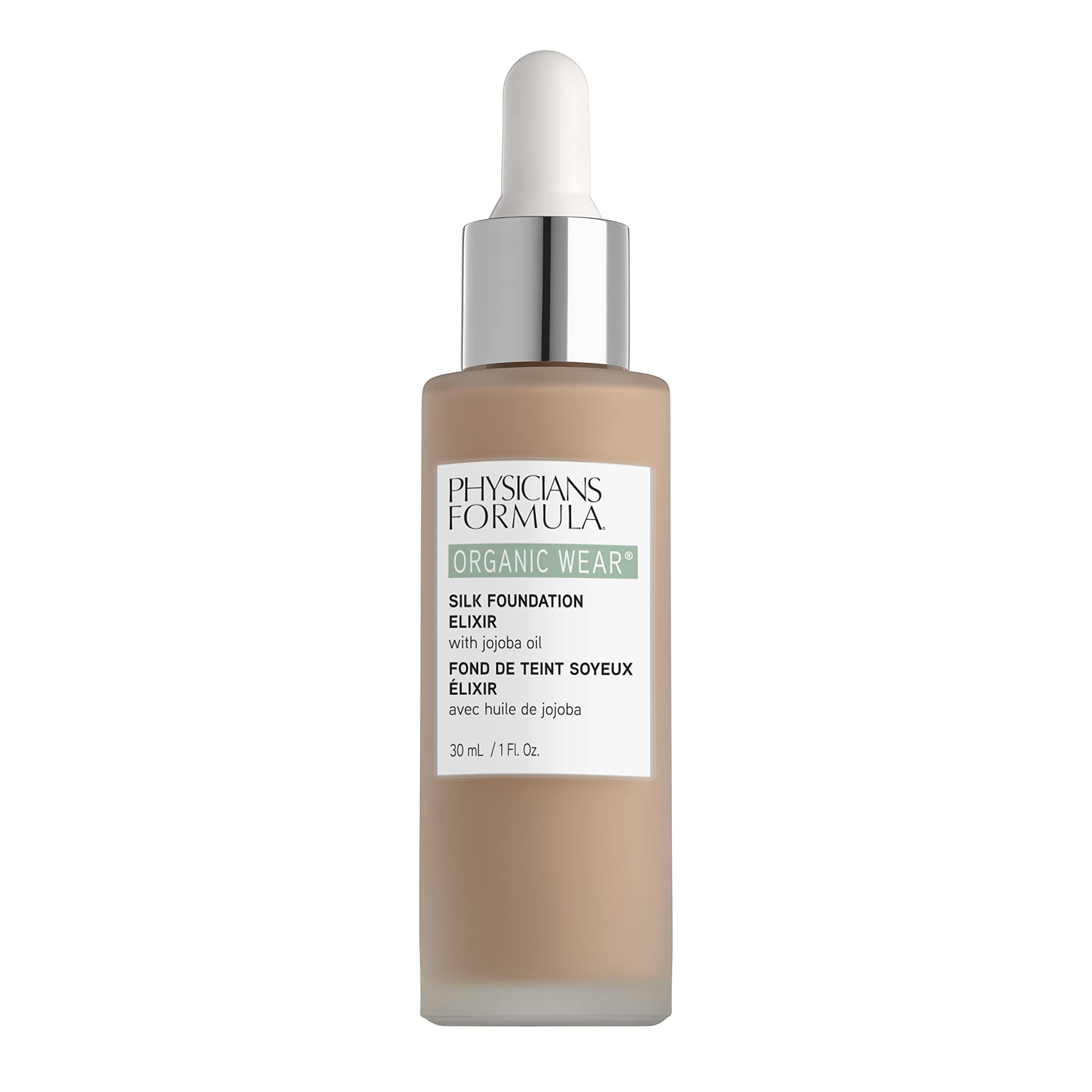 Physicians FormulaOrganic Wear Silk Foundation Elixir, Weightless Foundation for a Dewy Finish and Healthy Look, with Organic Jojoba Oil, Aloe Vera, Coconut Oil and Botanical Cactus Flower, Light