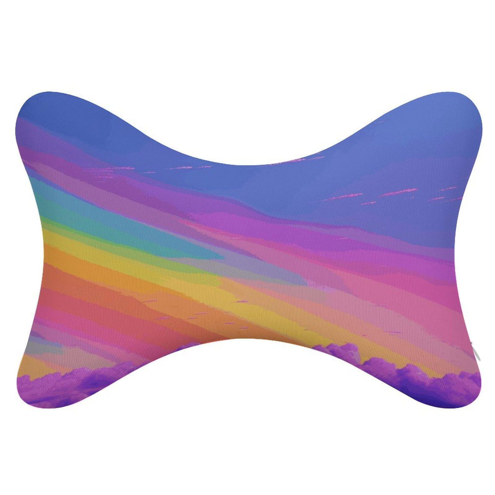 Khauerbc Style Rainbow Aesthetic Car Headrest Pillow - 2 Pack,Neck Pillow With Washable Removable Cover,Car Travel Pillow For Car Bus Truck Driving Comfort