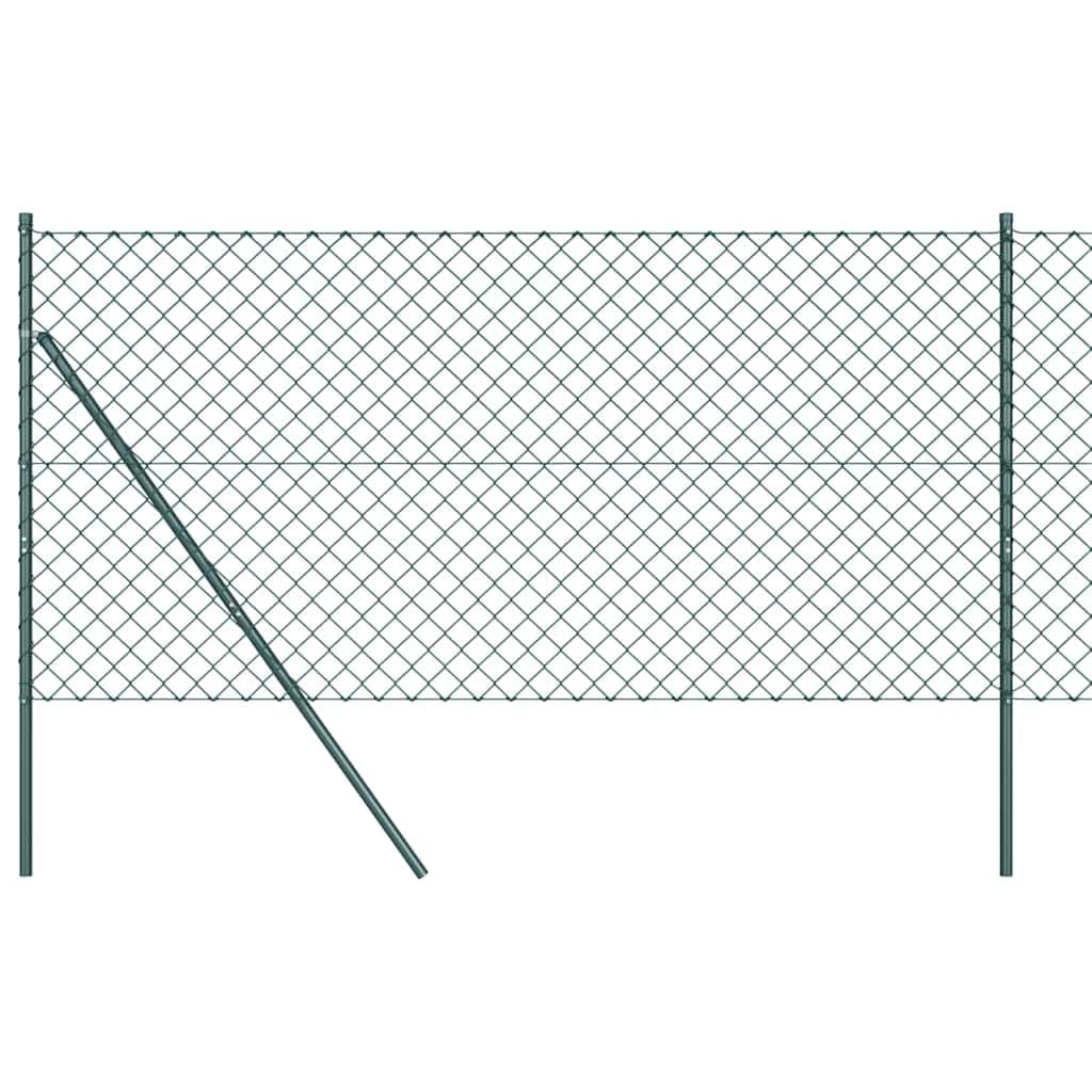 Green Fence Post Set 25 x 1.4 m with 60 x 60 mm Mesh, Steel and PVC Garden Boundary Stakes for Terrace Yard Privacy Secure Outdoor Barrier Weatherproof DIY Installation