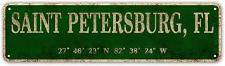 YOYUJU Saint Petersburg, FL City Sign, Vintage Metal Wall Art Decor | Tin Sign 4x16 Inch, Metal Signs, Rustic Wall Decor for Office Home Classroom, Best Decor Gift Ideas for Women Men Friends
