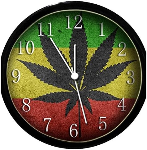 Glow in The Dark Wall Clock - Reggae Weed Flag