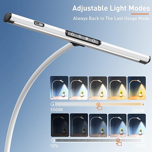 Miniatura 4 de AmazLit Luz de escritorio LED de 31.5 pulgadas, lámpara de escritorio para cuidar los ojos con sensor de gestos, lámpara de escritorio súper