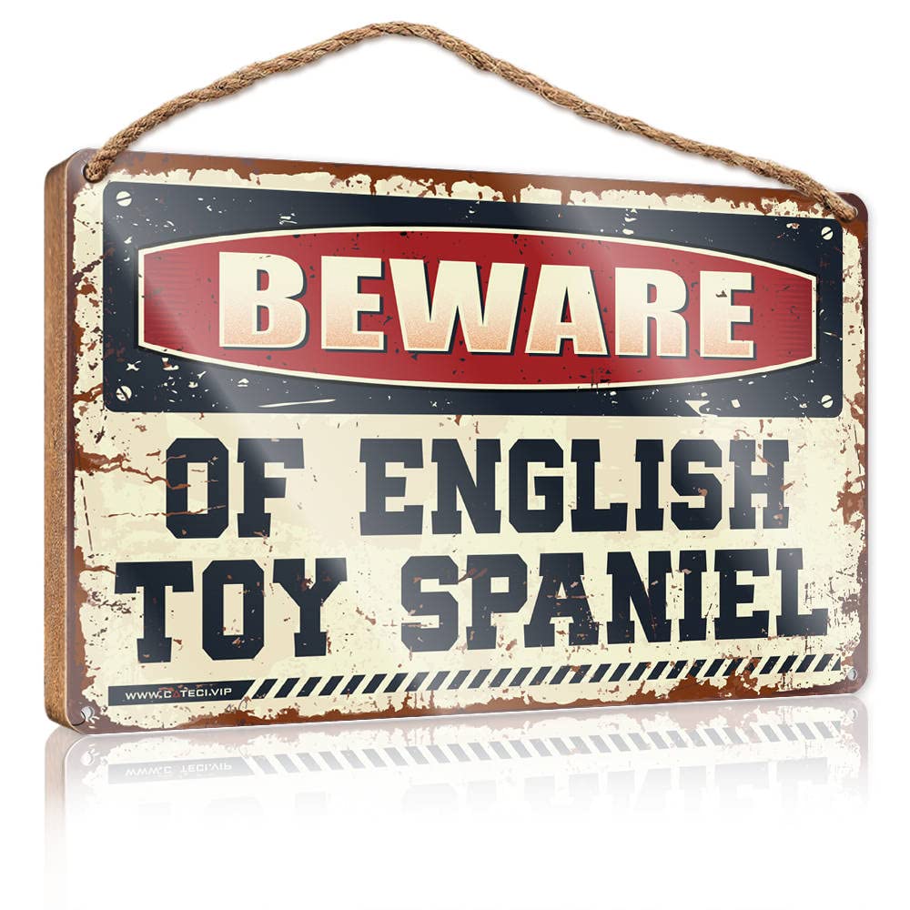 DTHA Outdoor Signs For Porch Beware Of English Toy Spaniel Wooden Sign Box Signs Vintage Wall Decor(15X28CM)