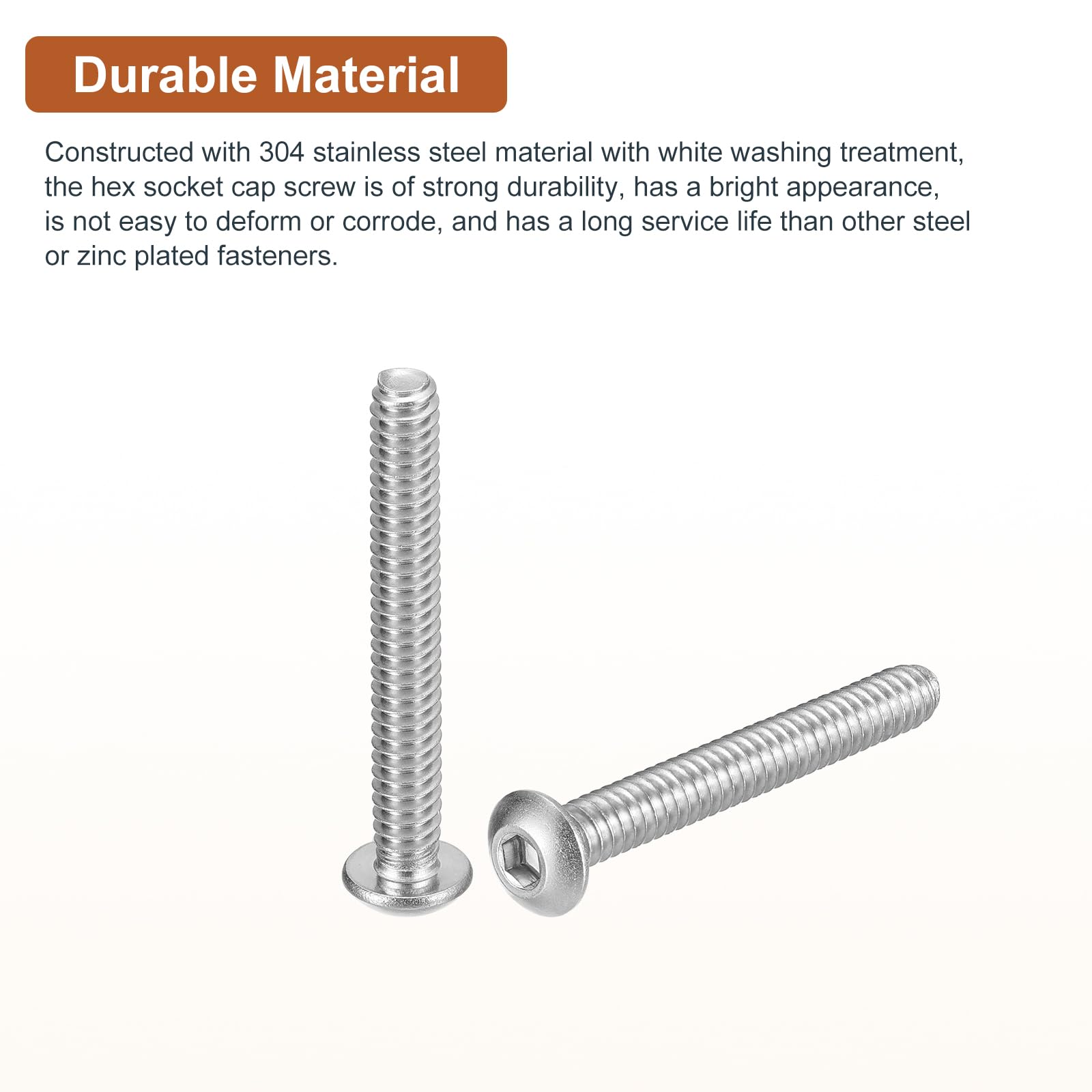 DTGN #10-24x1-1/4" Button Head Socket Cap Screws, 20Pack, Good for Machine, 304 Stainless Steel 18/8 - Image 3