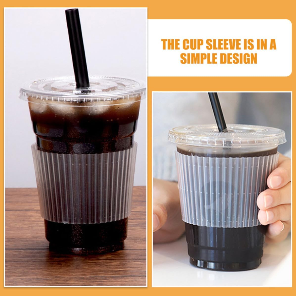 100pcs Plastic Cup Sleeve Heat Resistant Cover