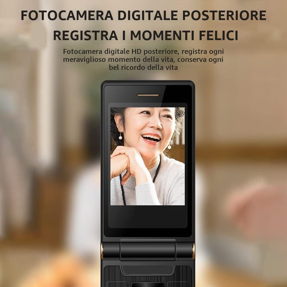 KKPLZZ G10-C Cellulare a Conchiglia per Anziani, Facile da Usare Con Tasti Grandi, Doppio Schermo, Volume Grande e Custodia Protettiva