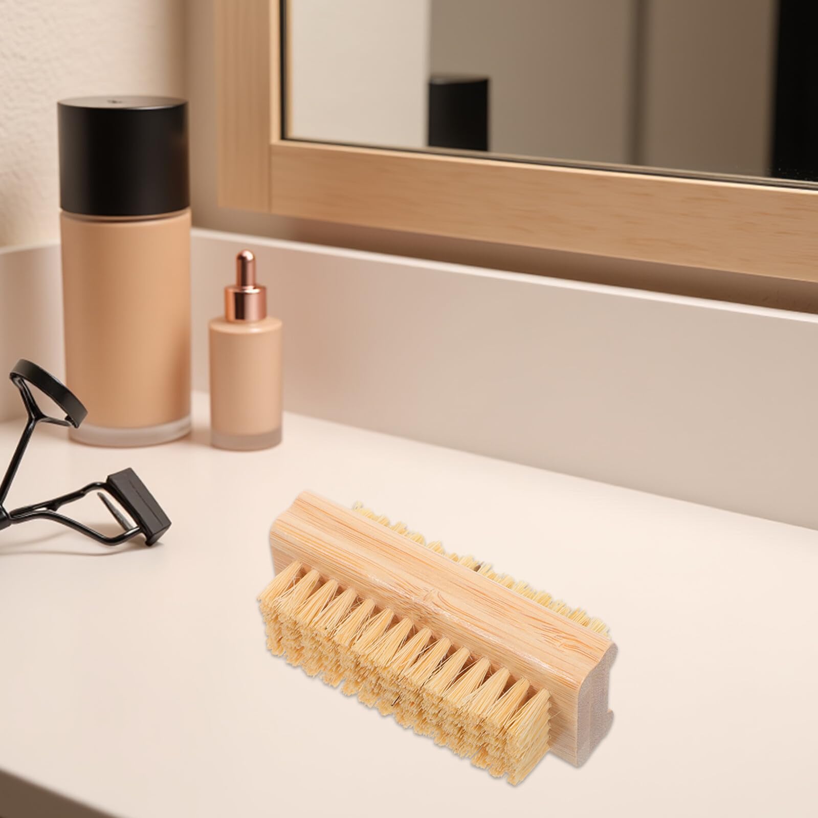 VALICLUD 4pezzi Spazzola per Unghie Doppia Faccia in Juta e Bambù Set per Pulizia delle Cuticole Spolveramento delle Unghie Portatile per Manicure Quotidiana e Professionale