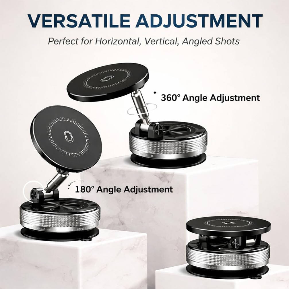 Soporte Magnético para Móvil de Coche, Soporte con Ventosa para Salpicadero y Parabrisas, Ajustable 360 Grados, para iPhone 17 16 15 Samsung Android