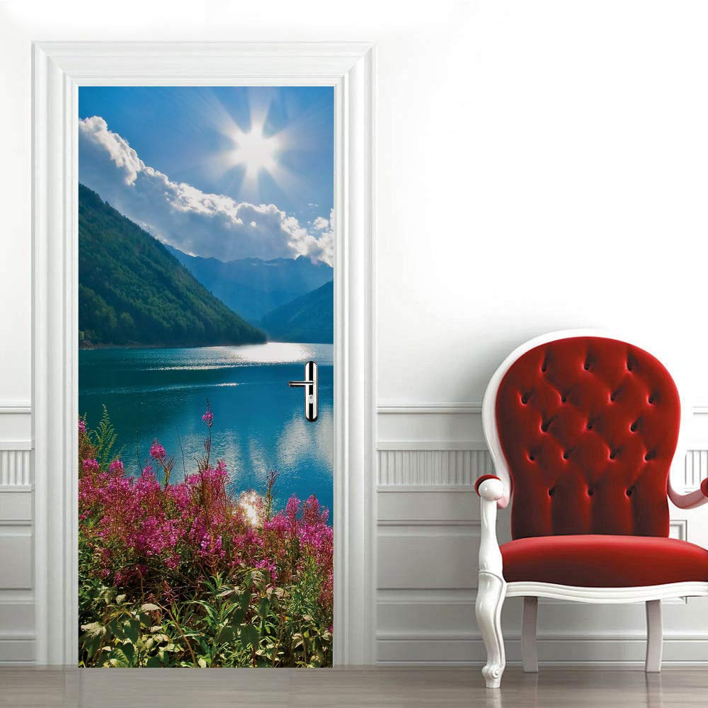 Stickers mural porte 3D nature pour créer une ambiance zen en chambre