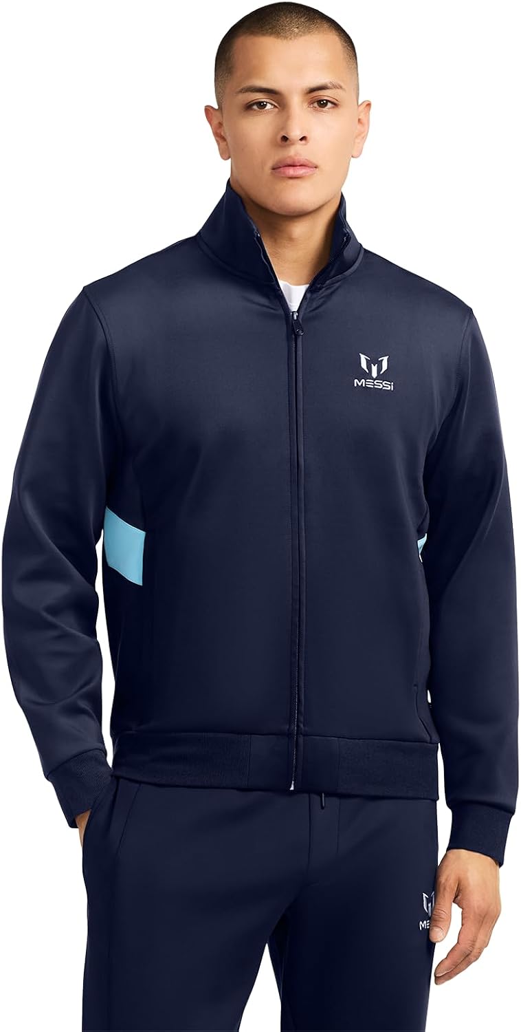 Messi mens Lifestyle Track Jacket, Zip-up Outerwear for Adults, Comfortable Fit