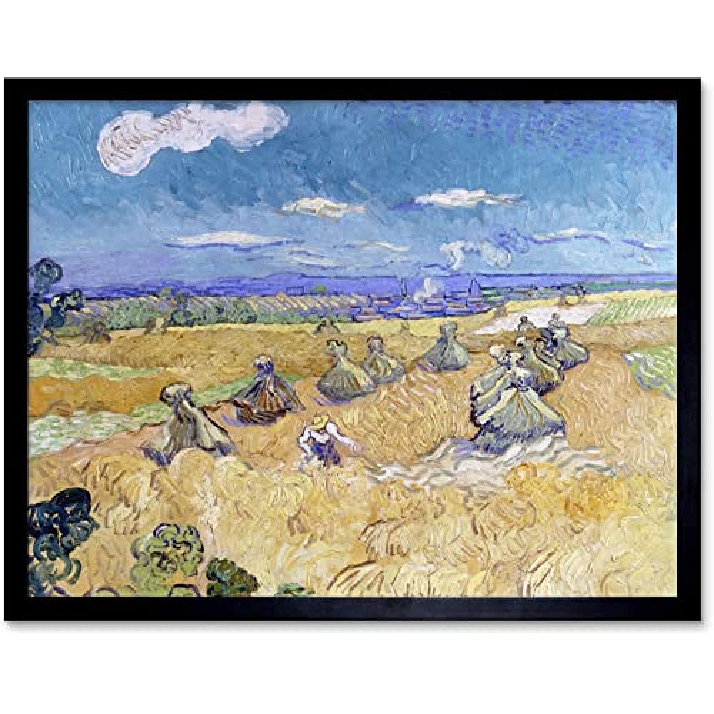 Vincent Van Gogh Wheat Fields With Reaper Auvers Unframed Wall Art Print Poster Home Decor Premium