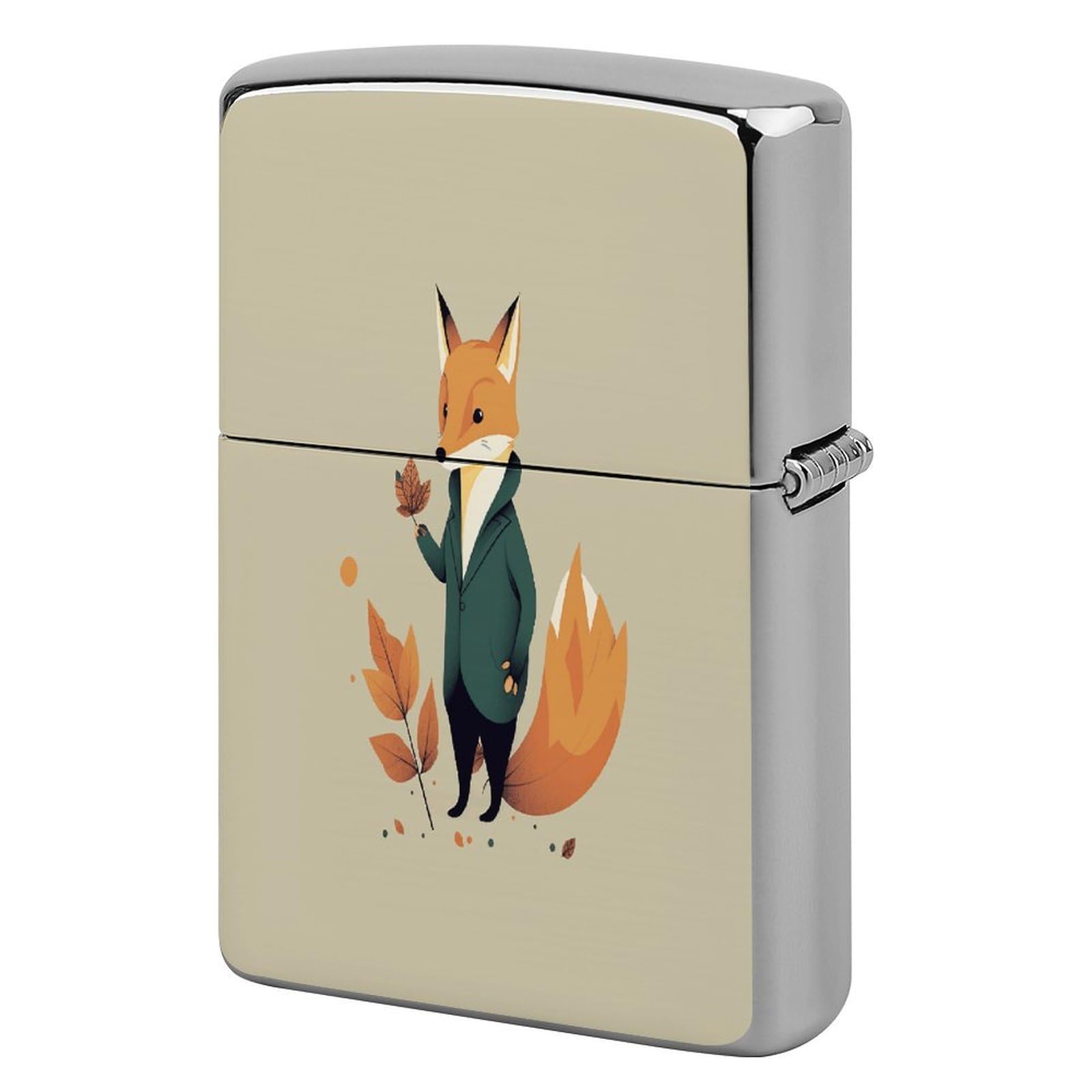 Btcowzrv Style A Cartoon Fox Metal Lighter Case Sleeve Cover Holder