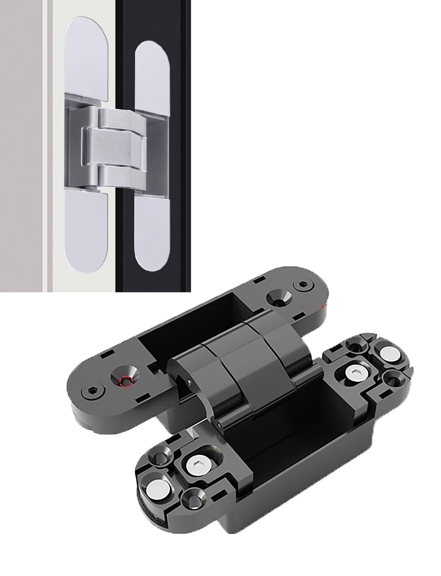 Bisagras ocultas for puertas secretas, resistentes, invisibles, silenciosas, ajustables en 3D.(Black,165x30mm)