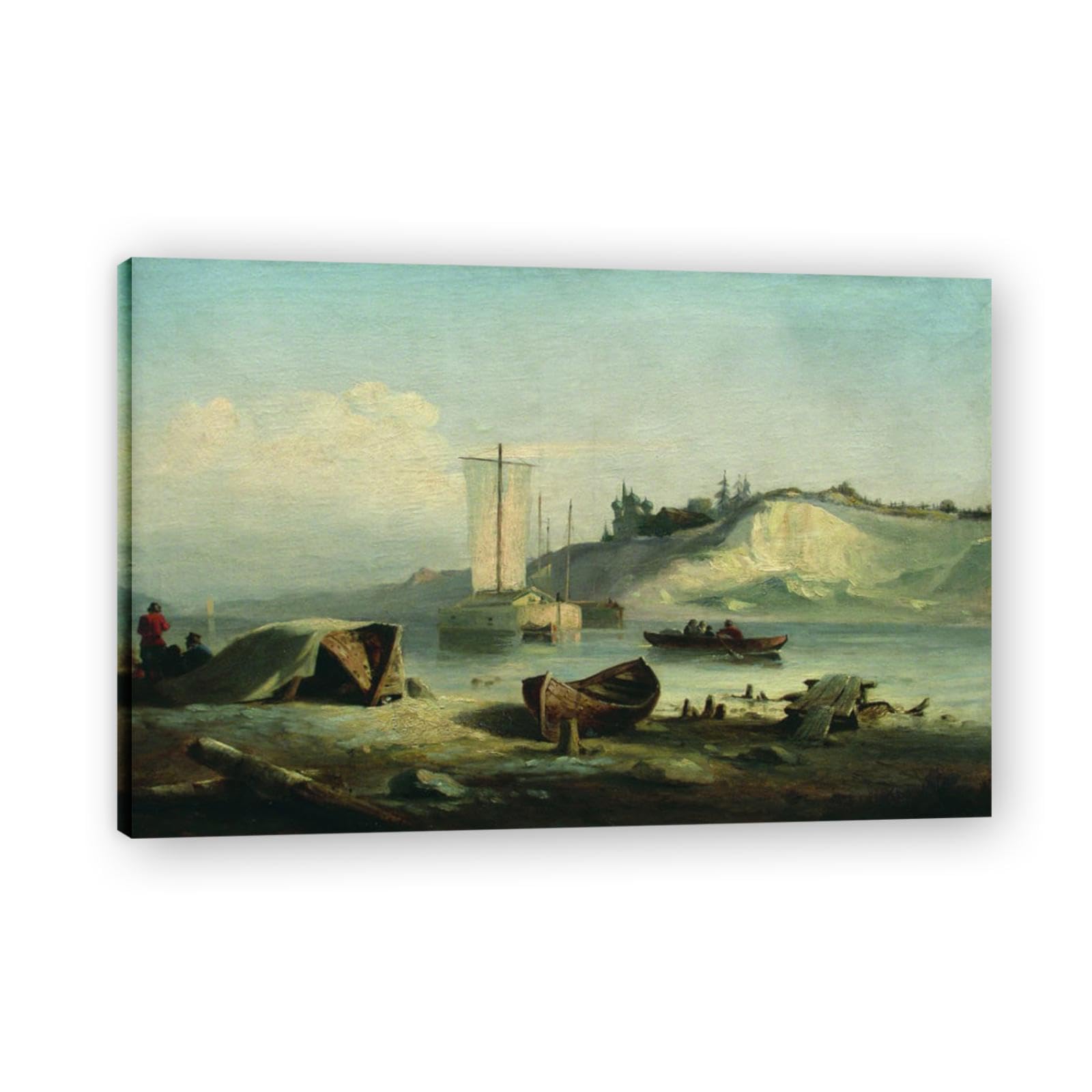 NHLDZYH Obraz Lew Lagorio. Obraz na płótnie pejzaż morski. Malarstwo pejzażowe Reprodukcje Plakat do dekoracji wnętrz. (Rzeka). 50x75cm Ramka wewnętrzna