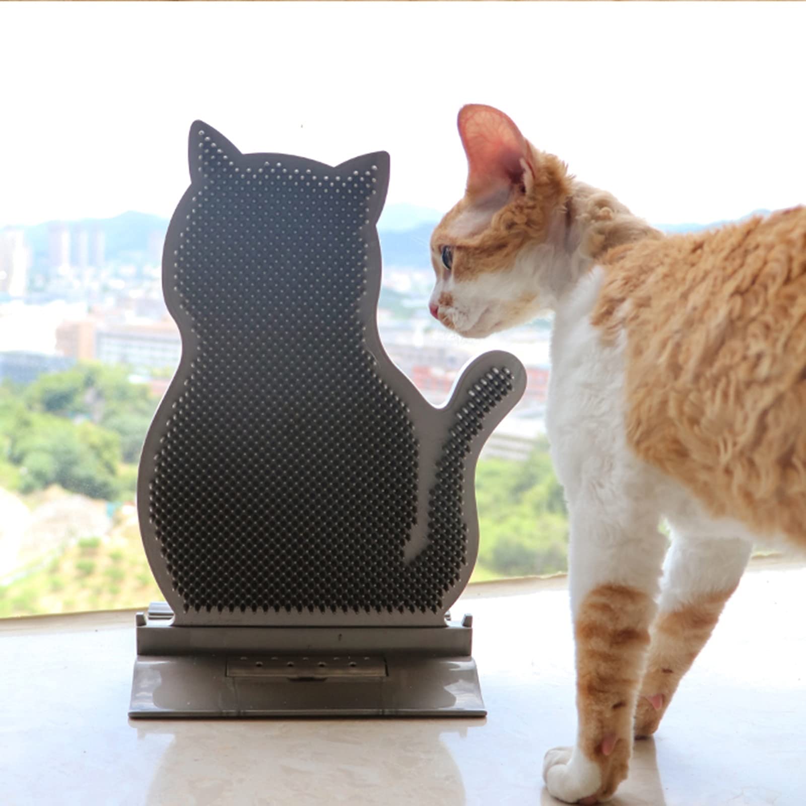 Katzenbürste Katze Selbstkosmetikerin - 3 In 1 Funktionskatze Bogen, Kurzhaarige Langhaarige Katze Ecke Pflegebürste, Glas Ecktürplatte Katze Gesicht Massage Kratzer (Color : Door cat Brush)