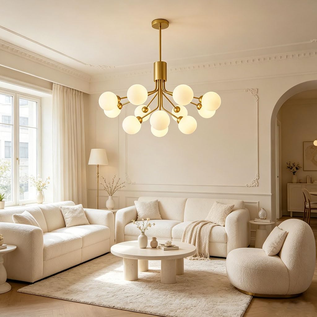 Deckenleuchte Gold Moderne Sputnik-Kronleuchter Hängelampe Schlafzimmer Lampe Hängend Kronleuchter Gold Köpfen Für Wohnzimmer, Esszimmer, Küche, Schlafzimmer Goldene Hängende Innendeckenbeleuchtung