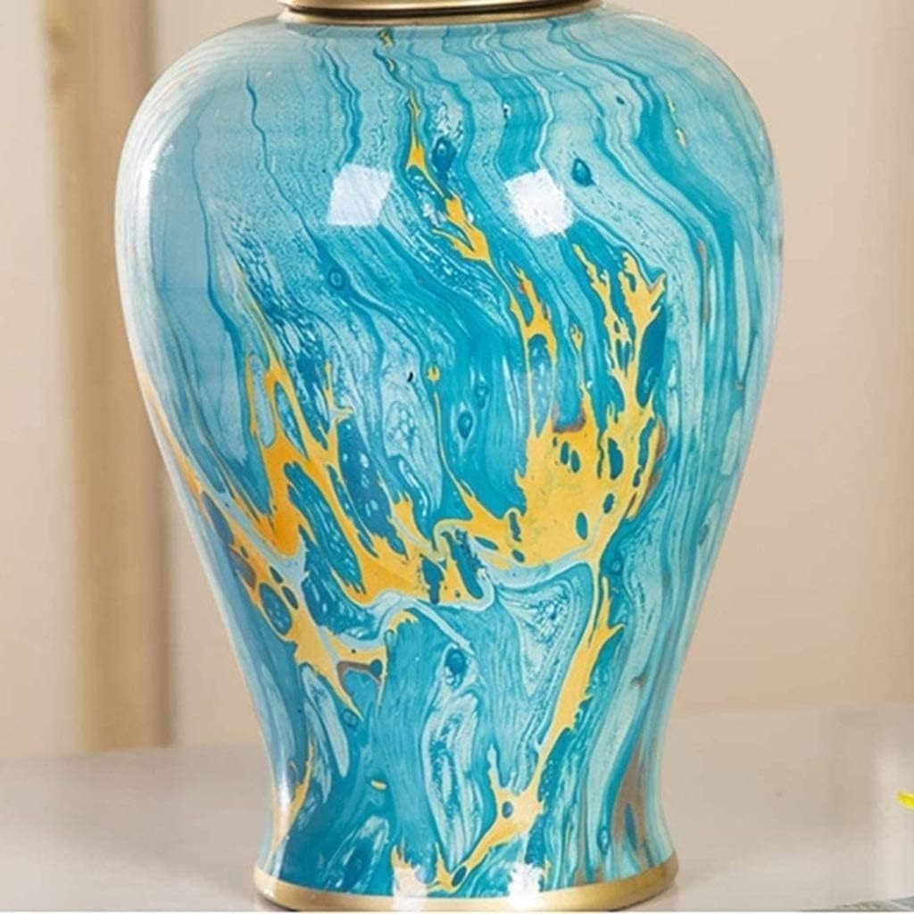 Dekoracyjny ceramiczny słoik z niebieskim imbirem, ręcznie malowana porcelanowa dekoracja, słoik na kwiaty, wazon na kwiaty, grafika do dekoracji domu, na ślub, wielokolorowy L