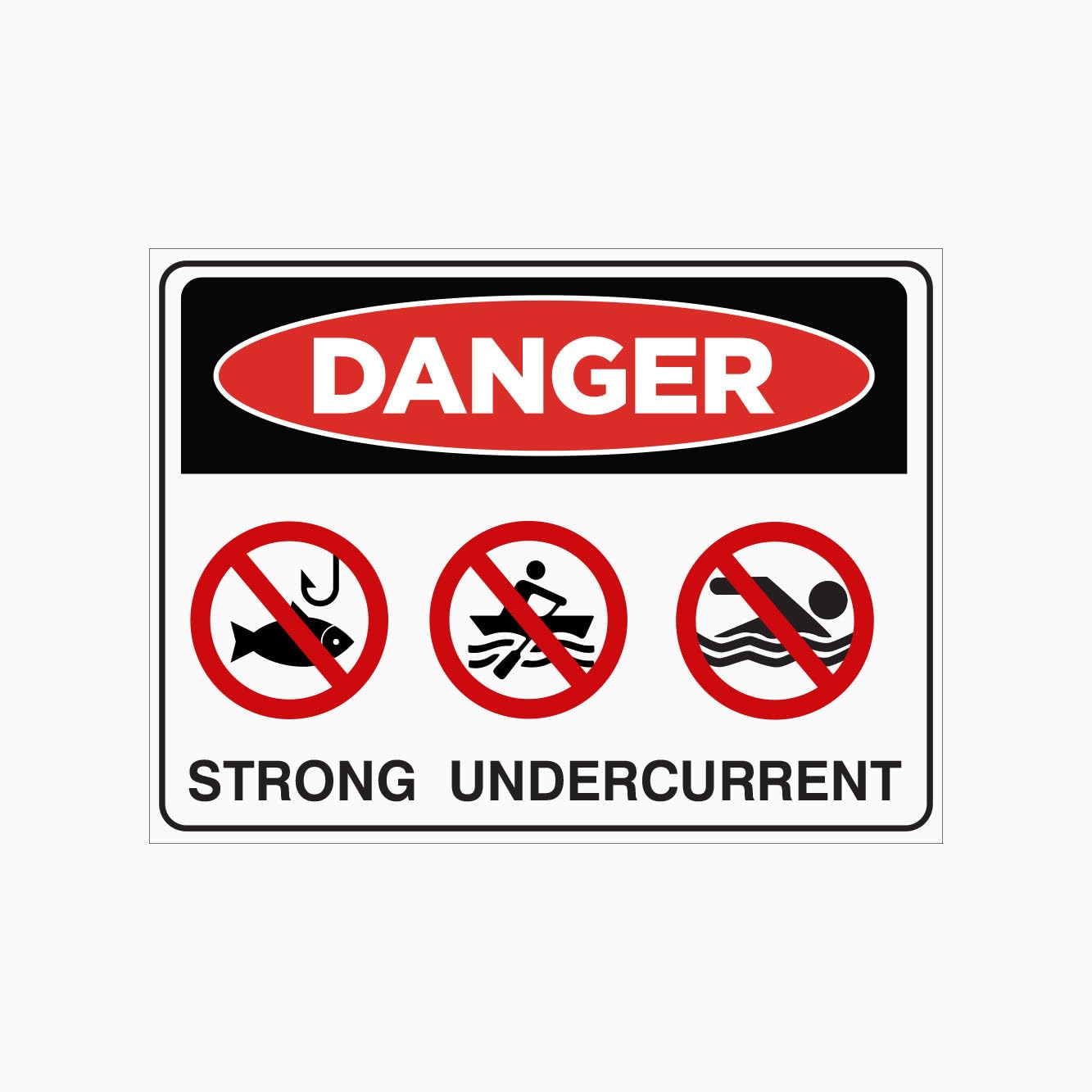 STRONG UNDERCURRENT Sign, 12x8 Inch Metal Tin Sign, Water Hazard Warning for Rivers, Lakes and Seashores
