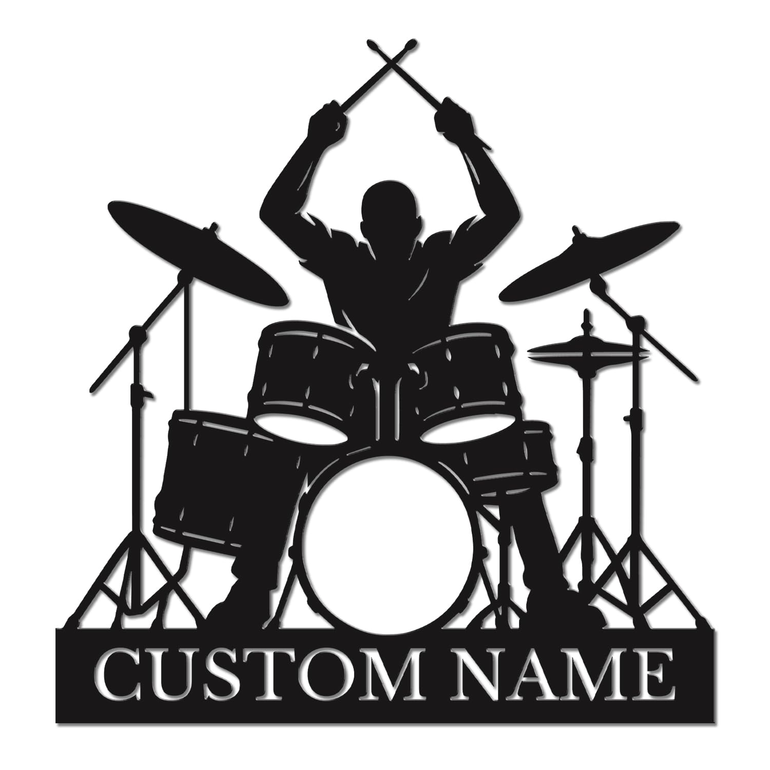 Herbraa Style-3 Personalized Drummer Metal Wall Art, Custom Name Music Sign For Practice Room, Studio And Band Decor (Style-3)