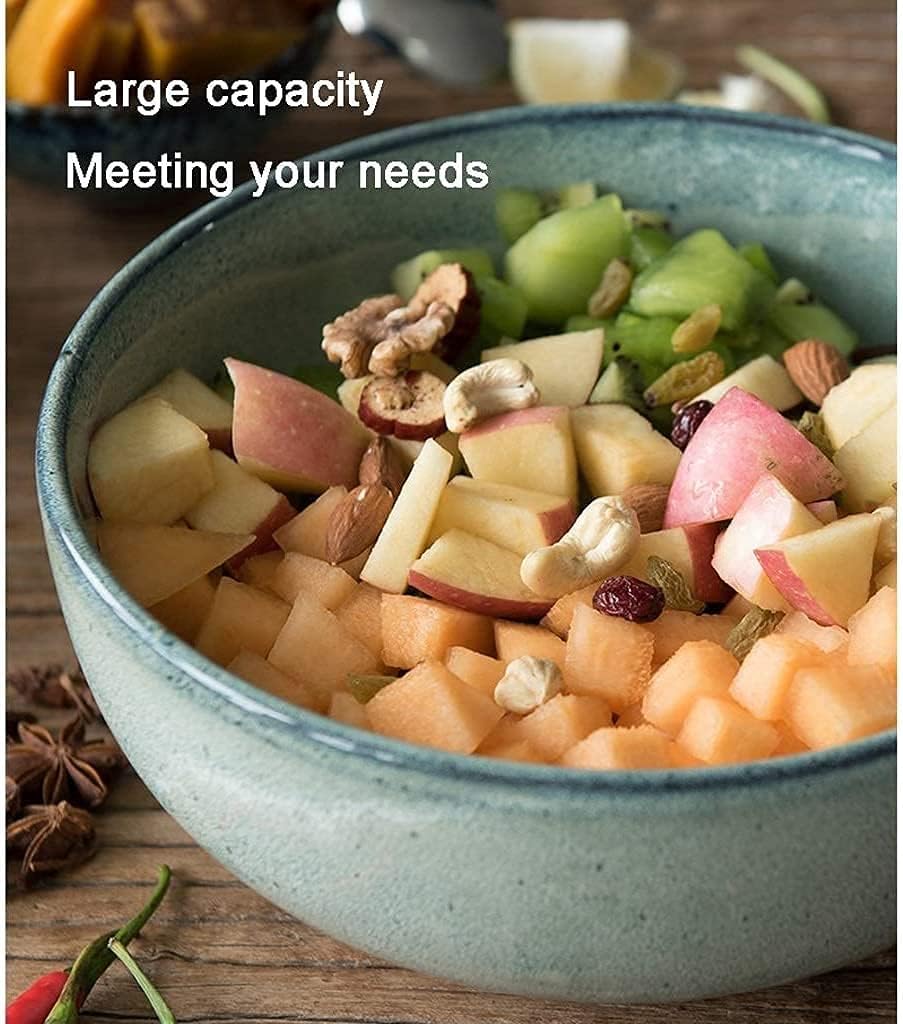 Pasta Bowls 8.7 Inch Ceramic Mixing Bowl Large Size Retro Design Cutlery Soup Bowl for Food Preparation and Stirring Serving Bowls Salad Bowls，