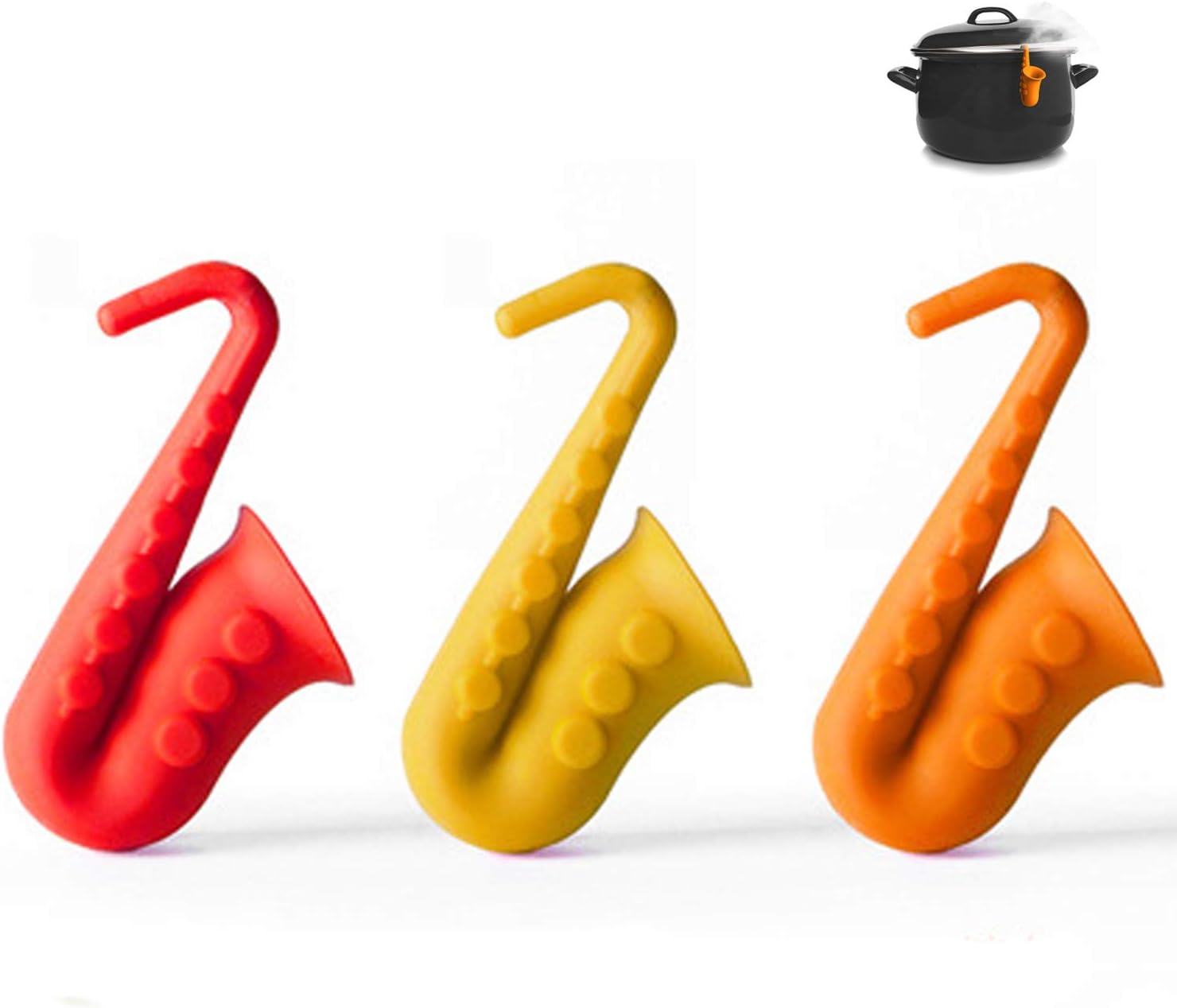 XYG SpillProof Steam Releaser Pot Lid Holders,Silicone Lid