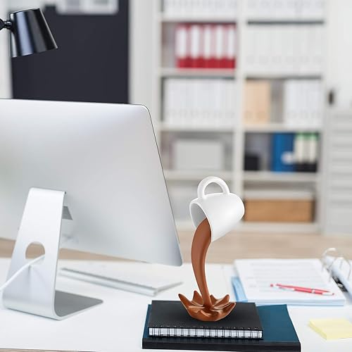 Miniatura 3 de Jetec Taza de café flotante, decoración de escultura, mini derrame, taza de café de plástico para salpicaduras, regalos de decoración para