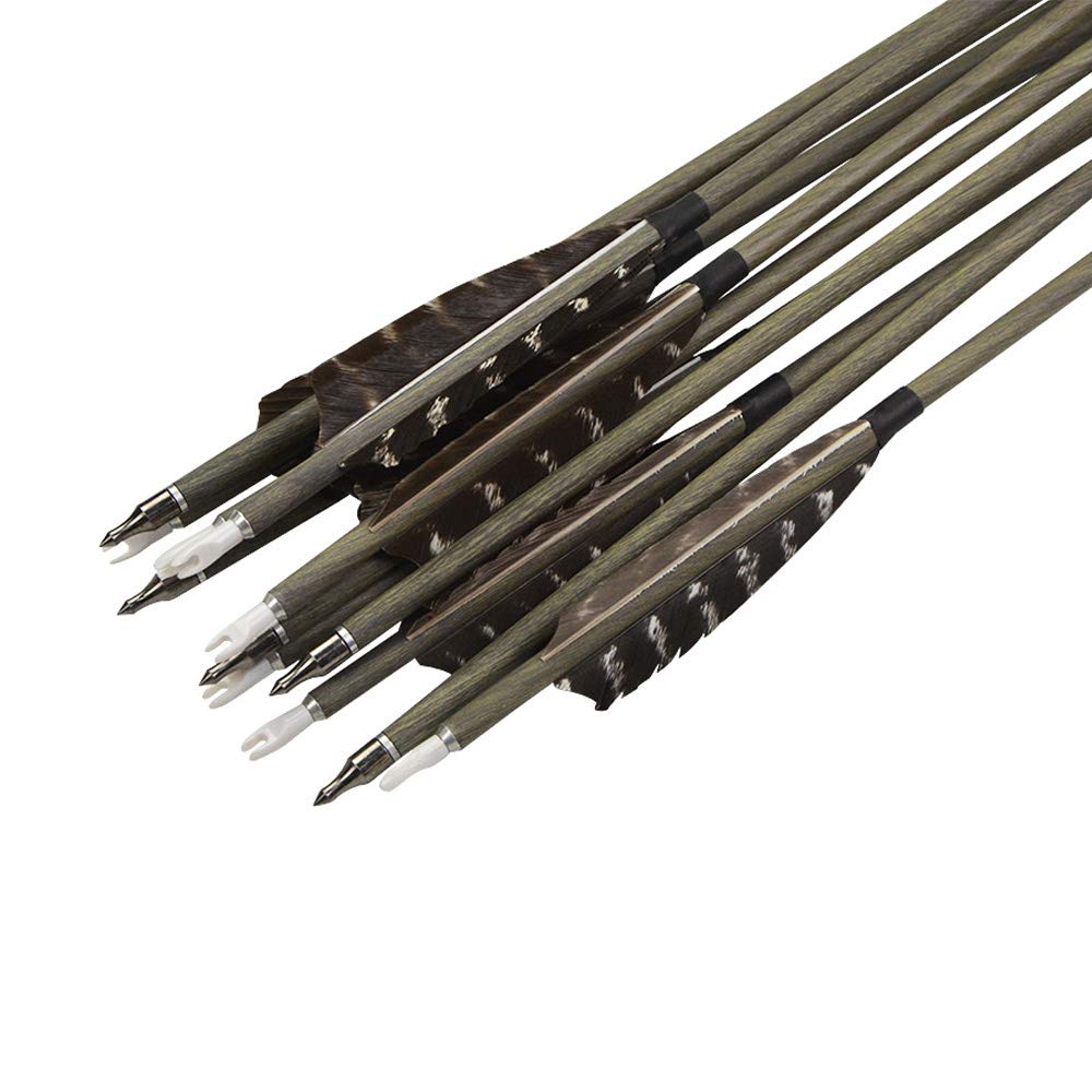 12 Frecce In Carbonio SHARROW Da 30 Pollici Con Piume Di Tacchino – Spine 500 – Faretra Inclusa – Per Arco Compound E Ricurvo - 4