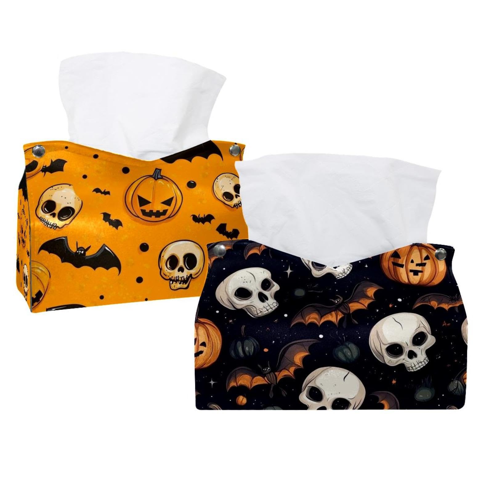 Boîtes à mouchoirs crânes et citrouilles : idée cadeau originale pour Halloween