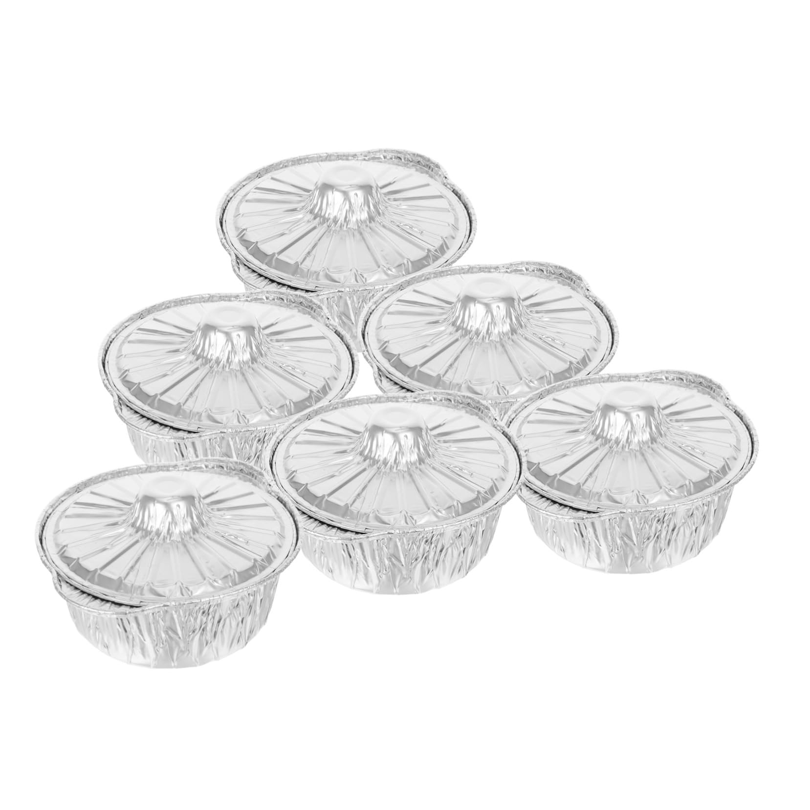 Ciieeo 6 Pcs Aluminum Foil Bowls: 1150 Ml Portable Camping Disposable Cookware with Lids Thickened for Baking Heating and Serving Meal Outdoors