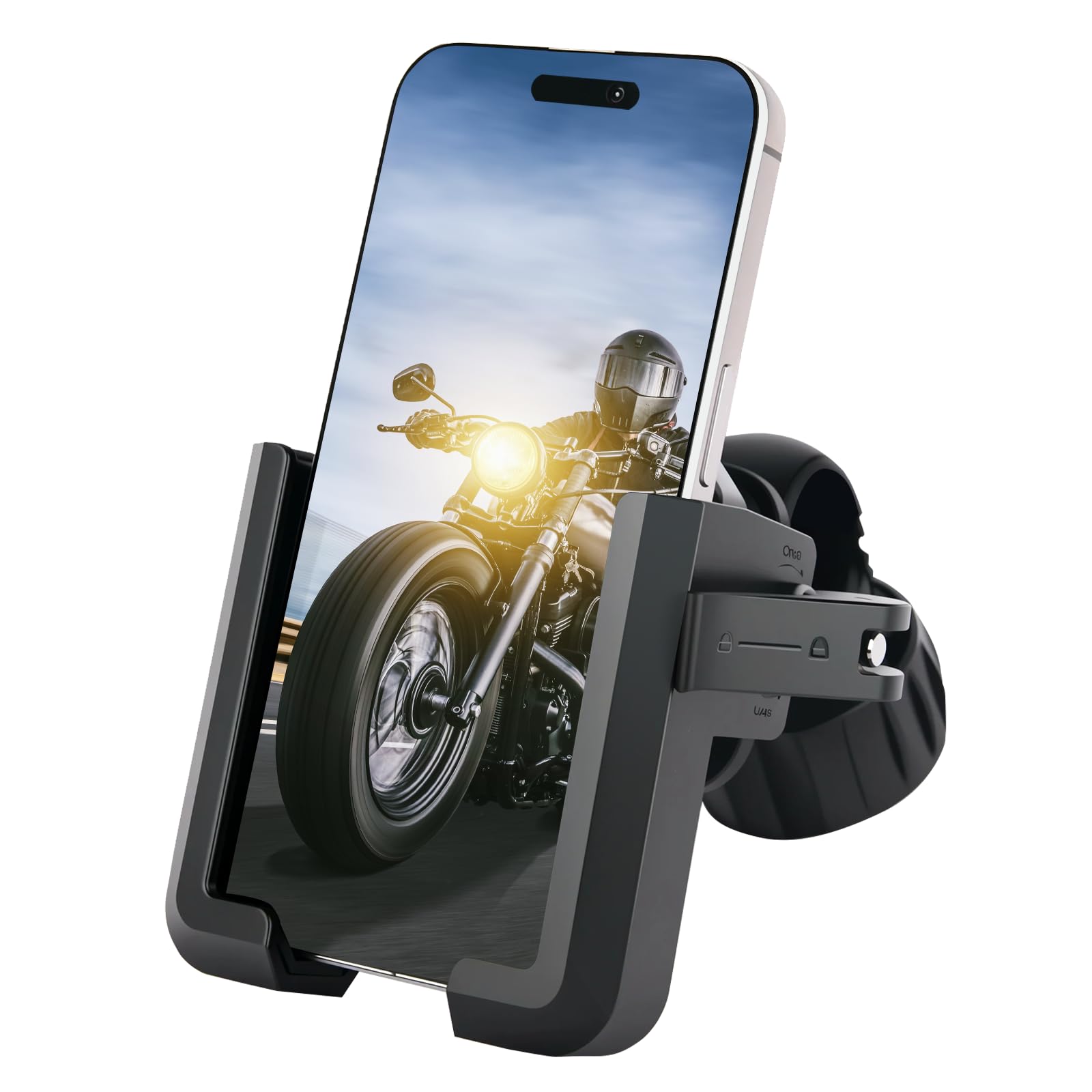 AUYAO Uniwersalny uchwyt na telefon do roweru, obrotowy 360°, uchwyt na telefon do motocykla z bezpiecznym zamkiem, amortyzujący uchwyt na telefon do roweru dla smartfonów 2,95-4,13 cala, uchwyt na